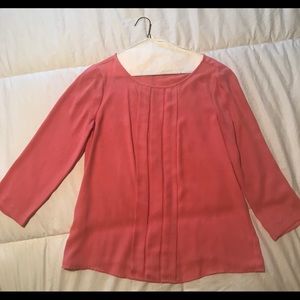 Ann Taylor Loft Bold Pink Pleated Blouse